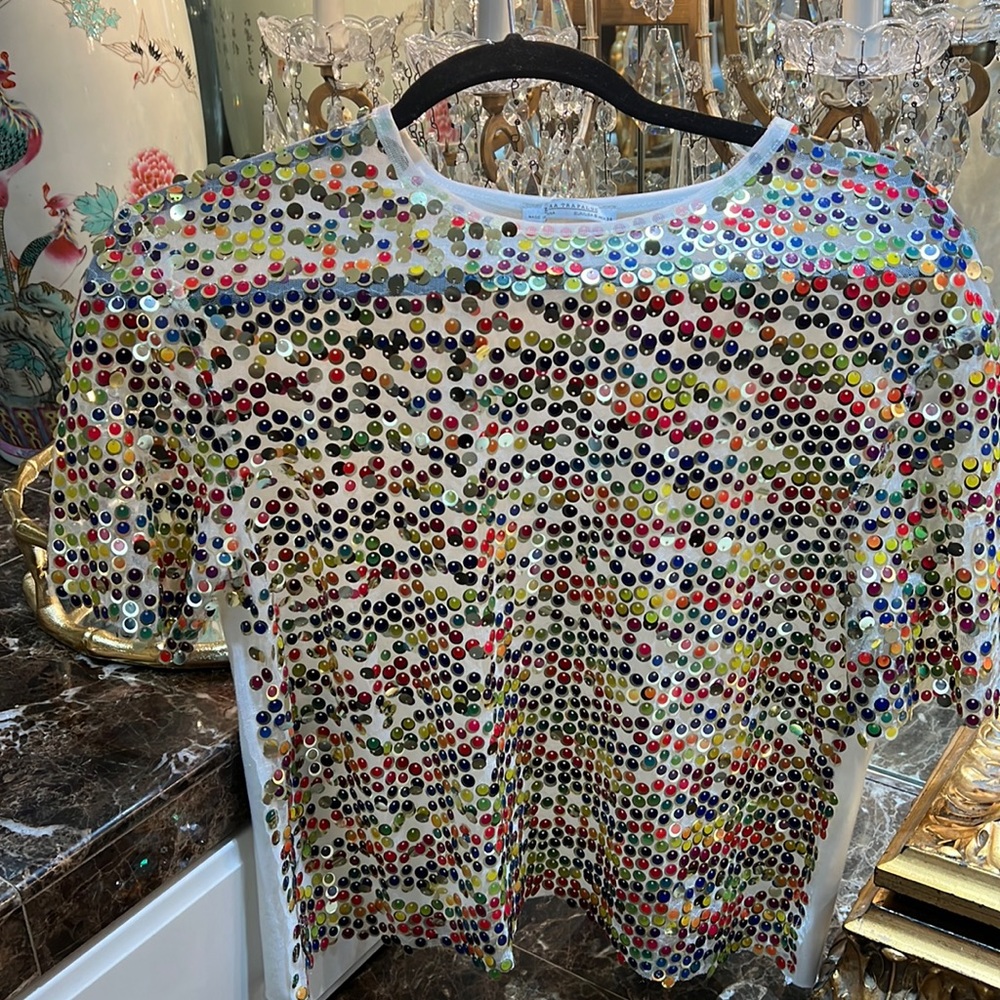 Colorful sequin tee